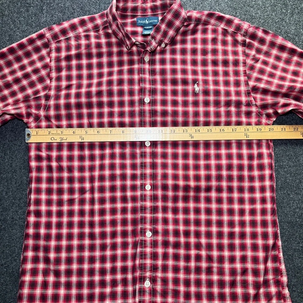 Ralph Lauren Button Down Shirt Kids XL‎ 18-20 Red Plaid Excellent Long Sleeve